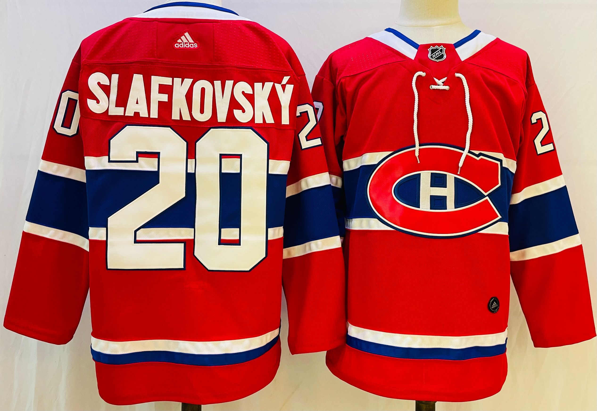Men Montreal Canadiens #20 Slafkovsky Red Throwback 2022 Adidas NHL Jersey->st.louis blues->NHL Jersey
